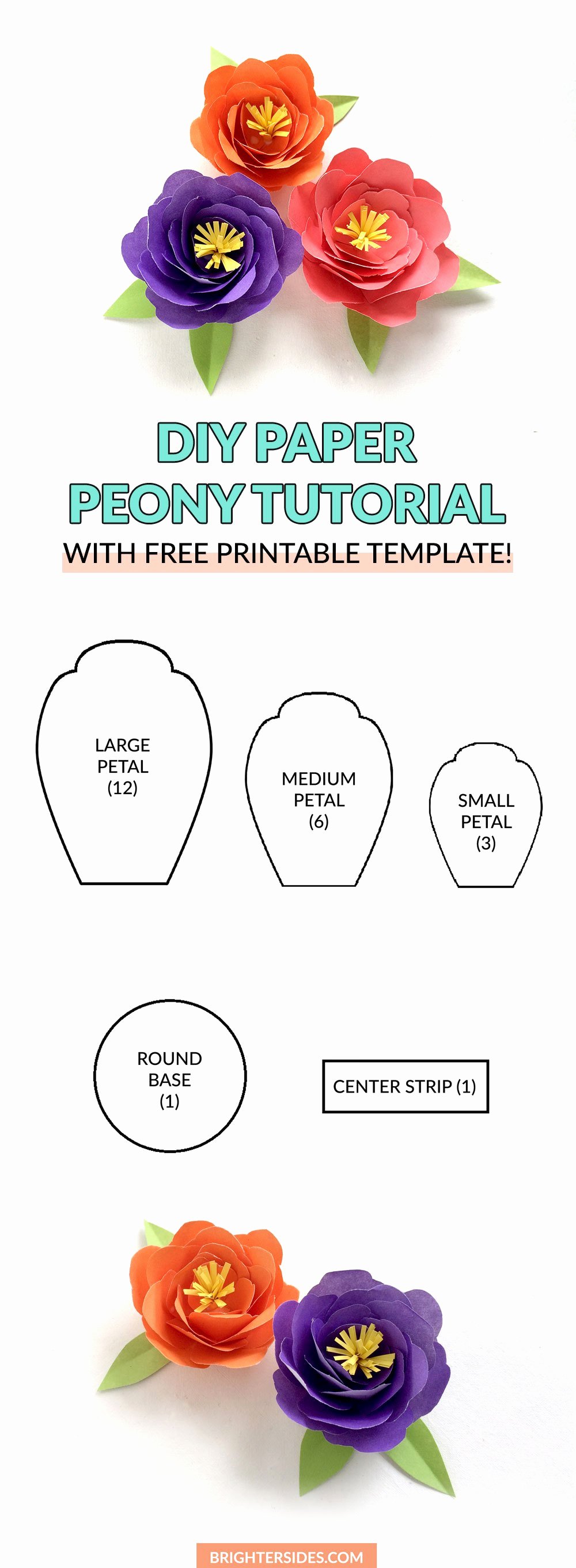 Small Paper Flower Templates Inspirational How to Make Paper Flowers Peony Tutorial Brighter Sides