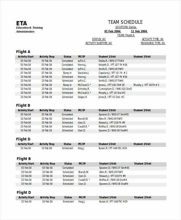 Snack Schedule Template for Sports Inspirational Sports Schedule Template 13 Free Word Pdf Documents