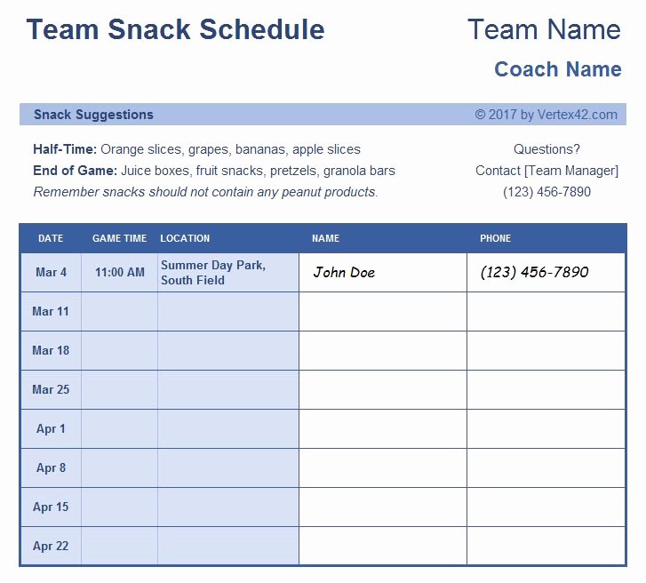 Snack Schedule Template for Sports New Best 25 Football Team Snacks Ideas On Pinterest