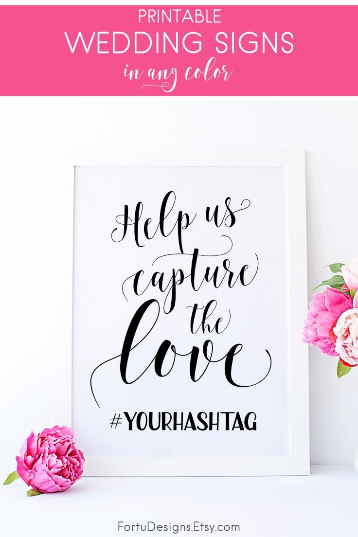 Social Media Wedding Sign Template Elegant Wedding Hashtag Sign Help Us Capture the Love Editable