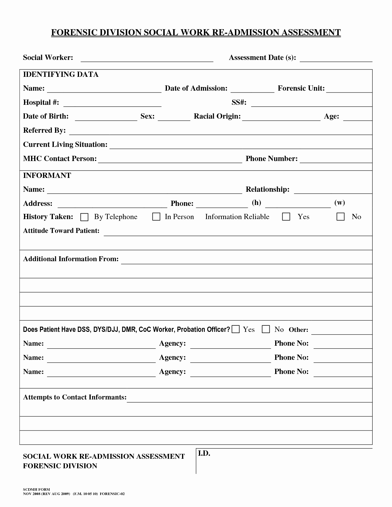 30 Social Work Assessment Form Example Document Template
