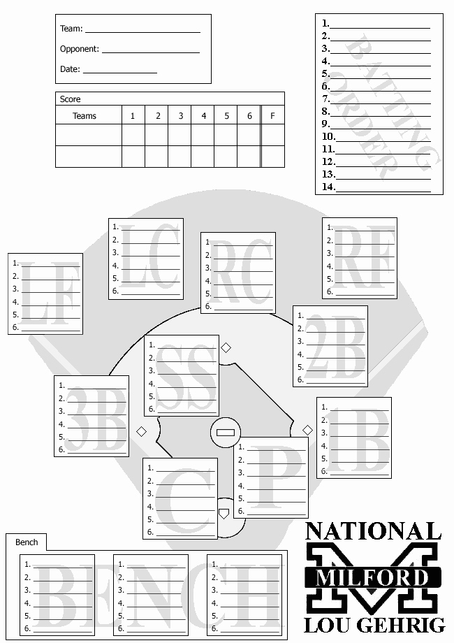 30 softball Lineup Cards Printable Example Document Template