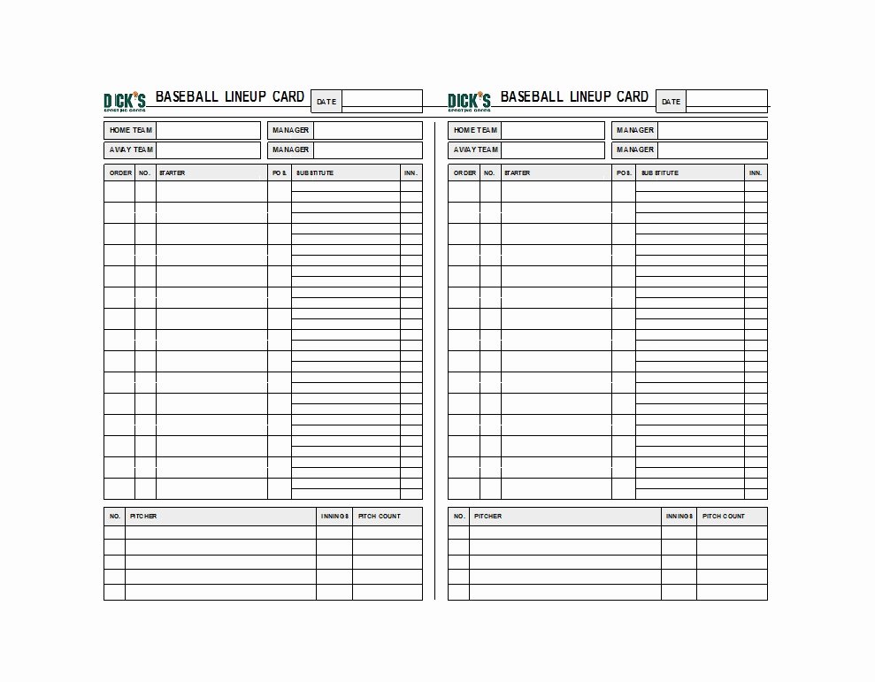 Softball Lineup Cards Printable Elegant 33 Printable Baseball Lineup Templates [free Download]