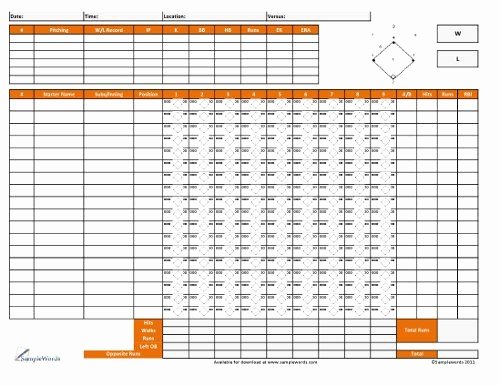 30 Softball Lineup Cards Printable Example Document Template