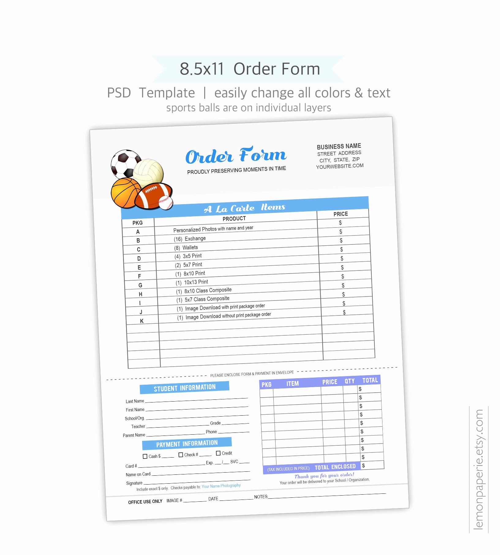 Sports Photography order form Templates Best Of 8 5x11 Sports S order form Shop Template