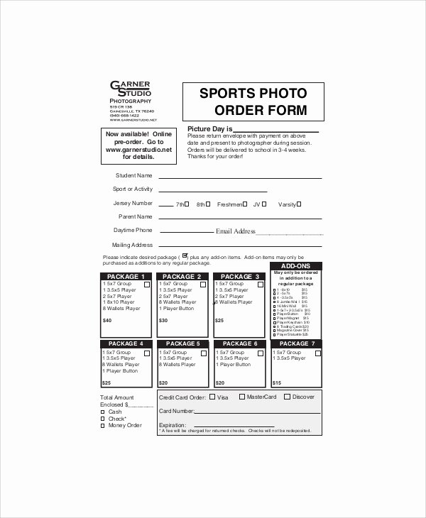 Sports Photography order form Templates Inspirational Sample Graphy order form 10 Examples In Word Pdf
