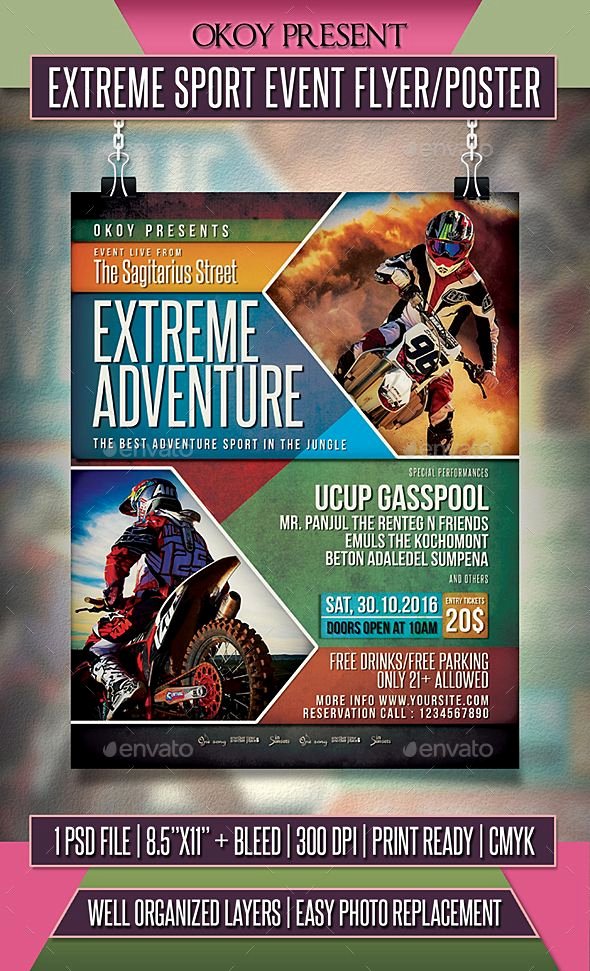 Sports Poster Templates Free New Extreme Sport event Flyer Poster