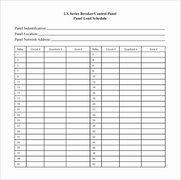 Square D Panel Schedule Luxury Panel Schedule Template – 8 Free Word Excel Pdf format