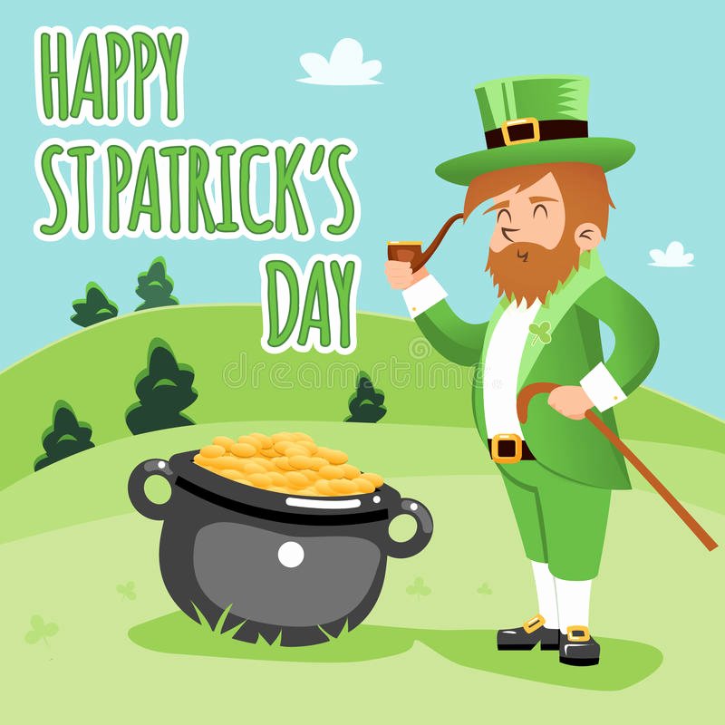 St Patrick Day Posters Lovely Cartooned Happy St Patrick Day Poster Stock Vector