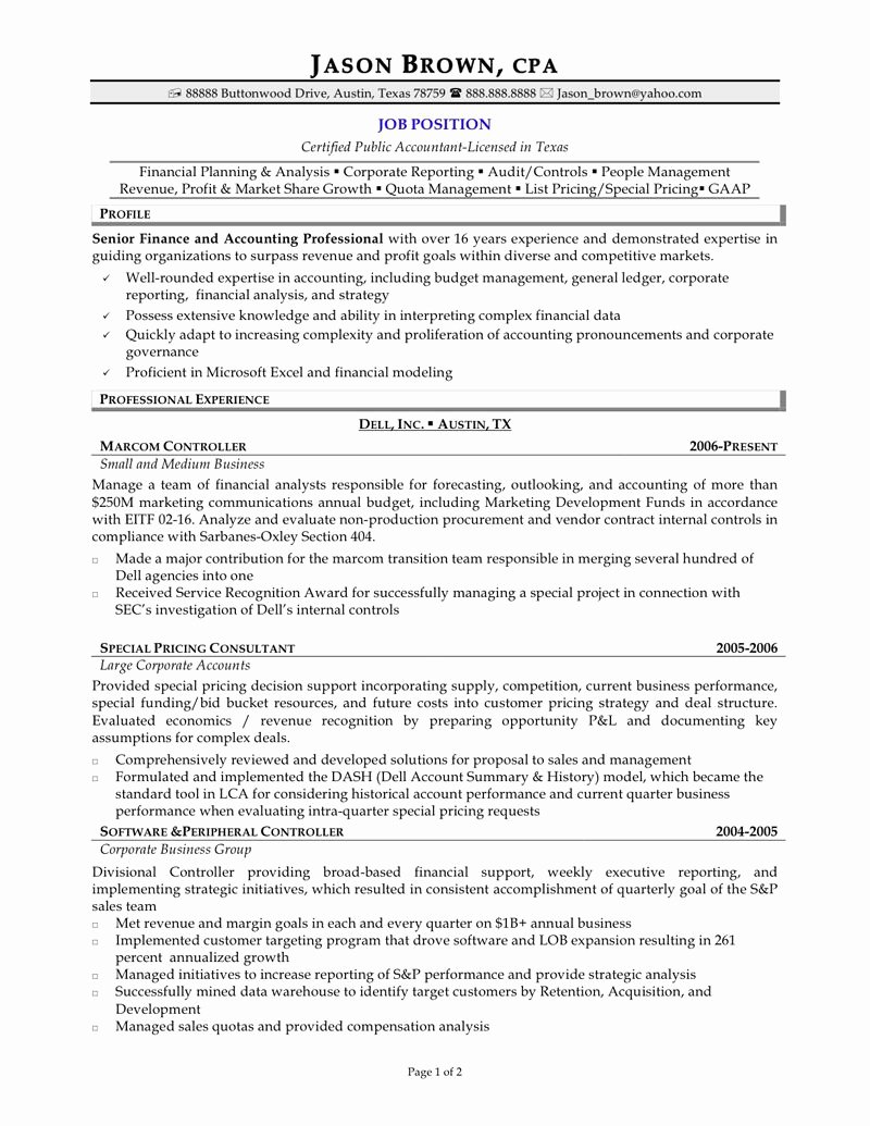 Staff Accountant Resume Summary Luxury Senior Accountant Resume format… Accountant