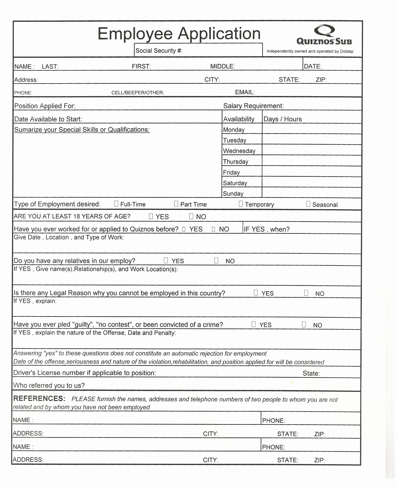 Standard Job Application Awesome Standard Job Application form Printable Employee