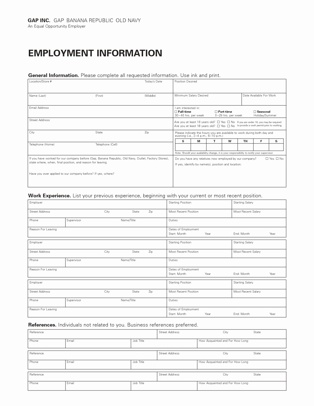 Standard Job Application Awesome Standard Job Application form Printable Employee