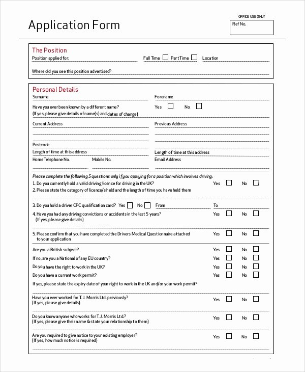 Standard Job Application Best Of Sample Job Application form 9 Examples In Pdf Word