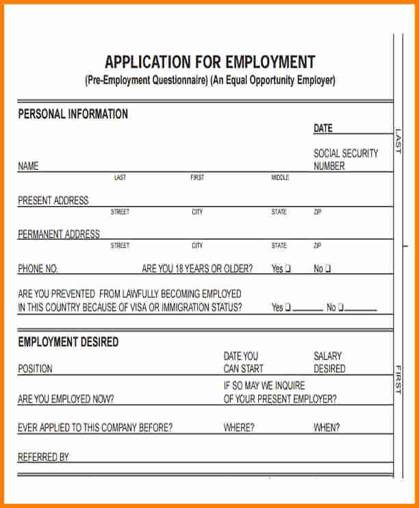 Standard Job Application Fresh 12 Standard Application for Employment