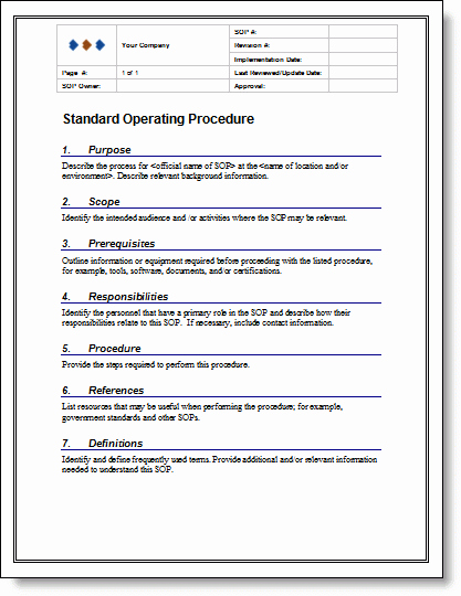 Standard Operating Procedures Examples Free Lovely 9 Standard Operating Procedure sop Templates Word