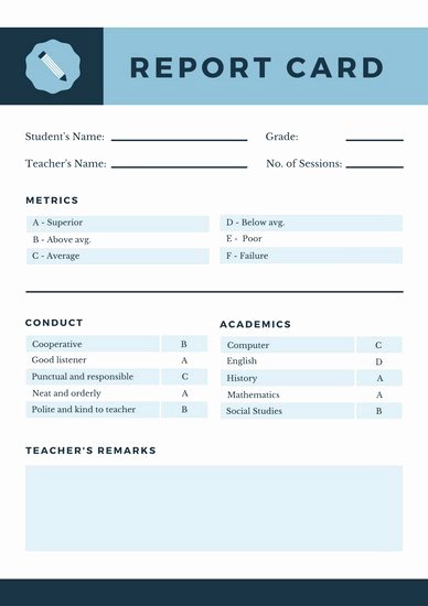 Student Information Card Template Luxury Report Card Template