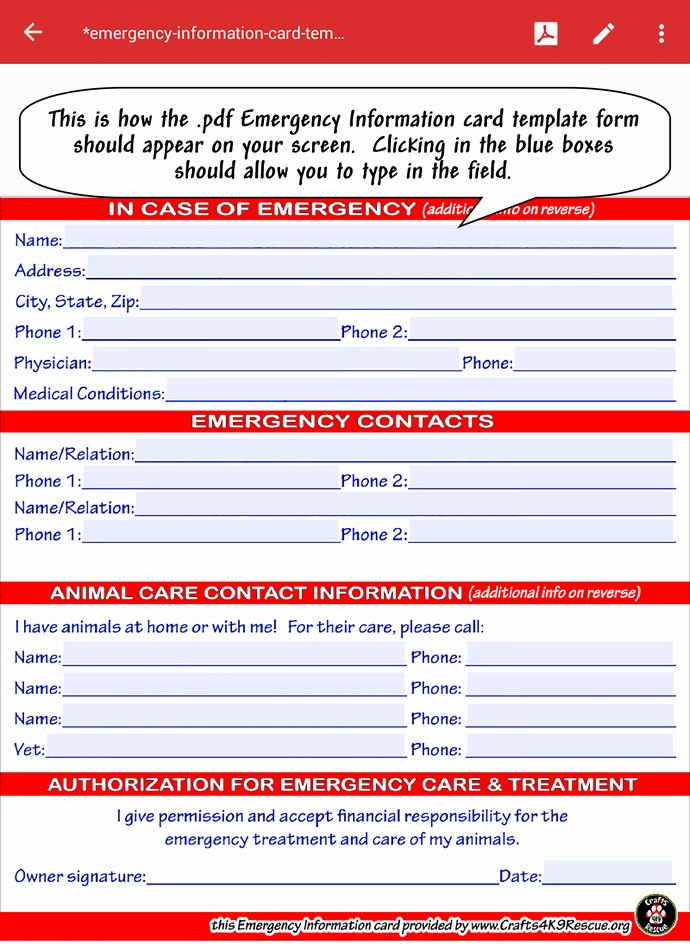 Student Information Card Template New Emergency Information Card Template