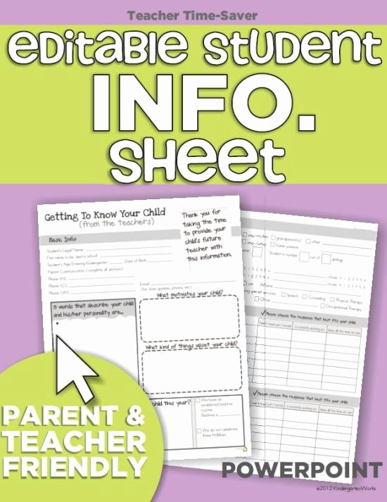 Student Information Sheet for Teachers Luxury Collecting Student Information before the School Year