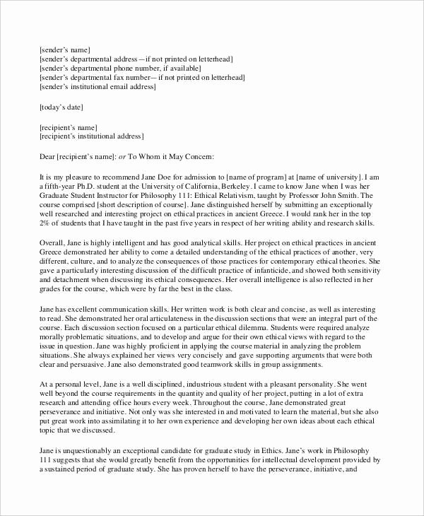 Student Letter Of Recommendation Samples New 10 Academic Re Mendation Letters