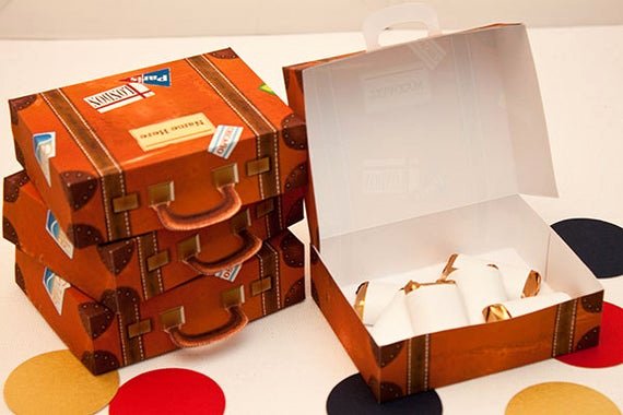 Suitcase Favor Box Template New Vintage Suitcase Favor Box with Blue Label Print