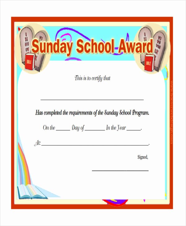 Sunday School Promotion Certificates New Sunday School attendance Certificates