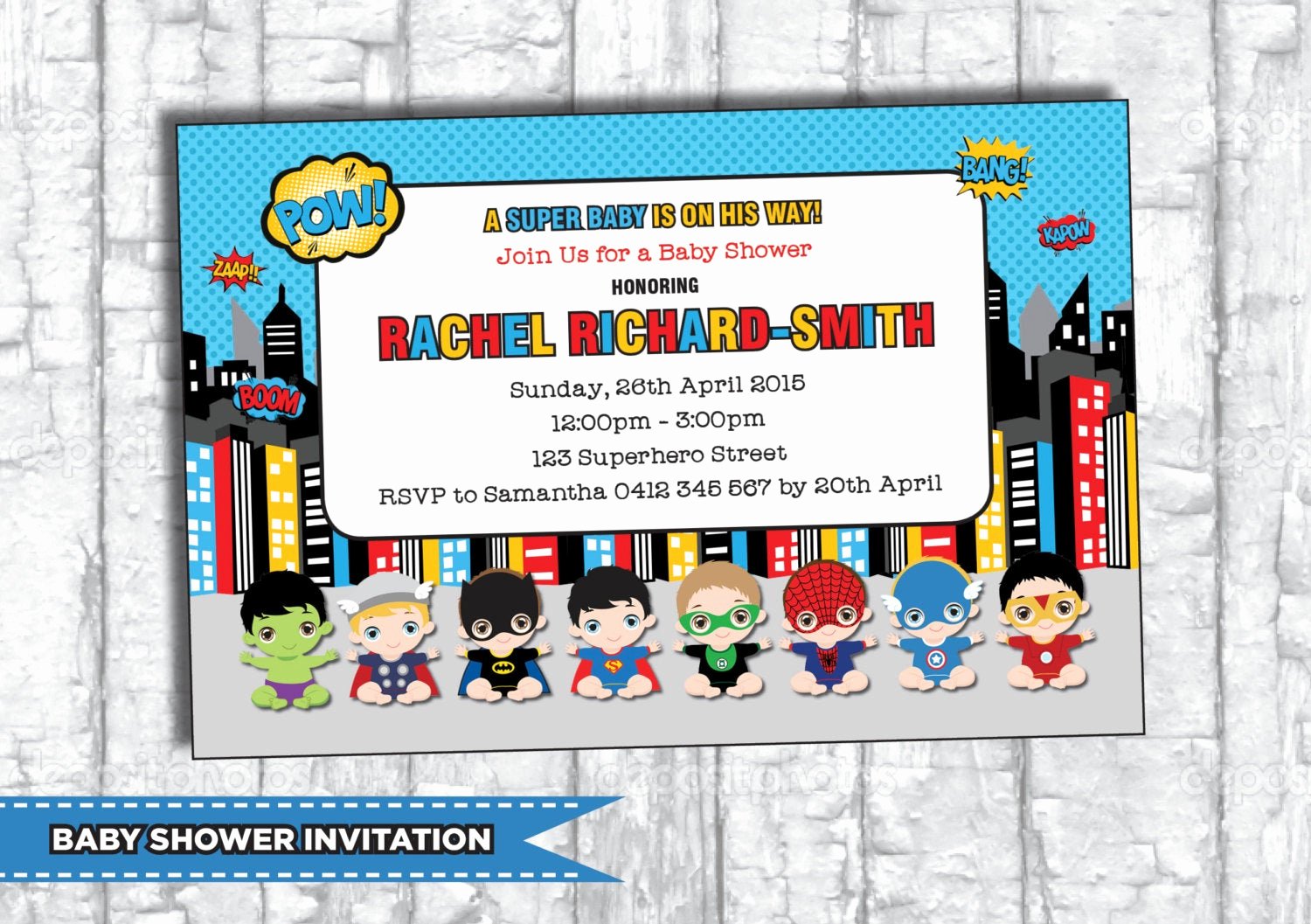 Superhero Baby Shower Invitations Free Unique Superhero Baby Shower Invitation Personalized by