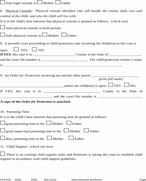 Supervised Visitation Report Template Inspirational Download Minnesota Child Custody form for Free