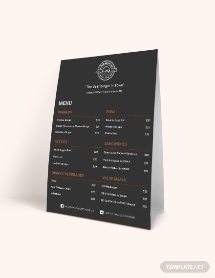 Table Tent Template Photoshop New Editable Pizza Menu Table Tent Template Download 10