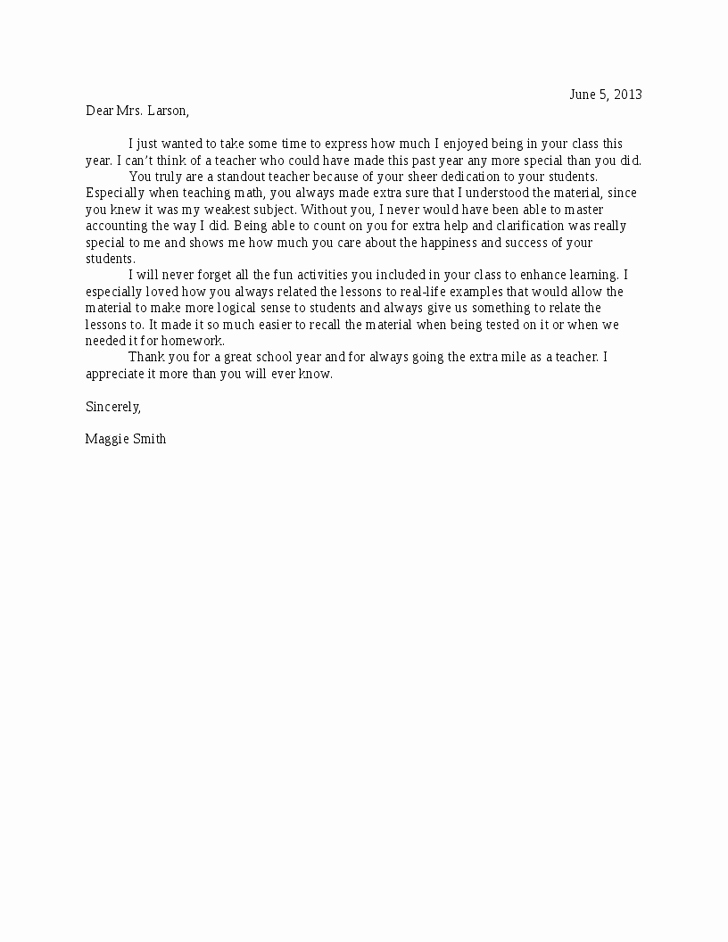 Teacher Appreciation Week Letters Fresh Best S Of Teacher Appreciation Letter Template
