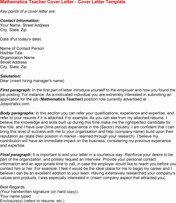 Teacher Cover Letter with Experience Lovely Sample Teacher Cover Letter No Experience