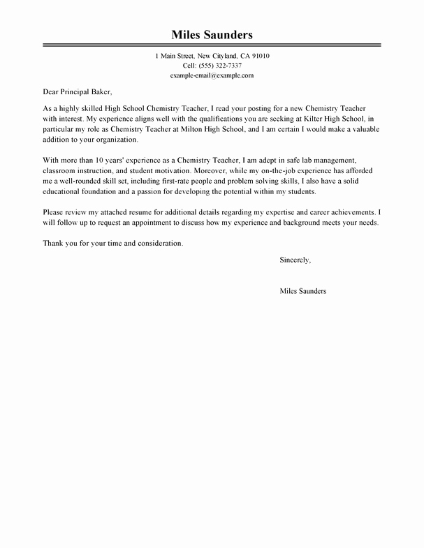 Teacher Cover Letters with Experience Awesome Best Education Cover Letter Examples