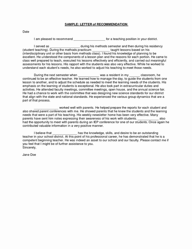 Teacher Letter Of Recommendation Sample New 1000 Images About Letters Of Re Mendation On Pinterest