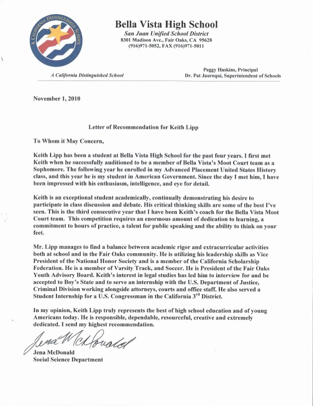 Teacher Letter Of Recommendation Samples New Ap U S History Teacher Letter Of Re Mendation