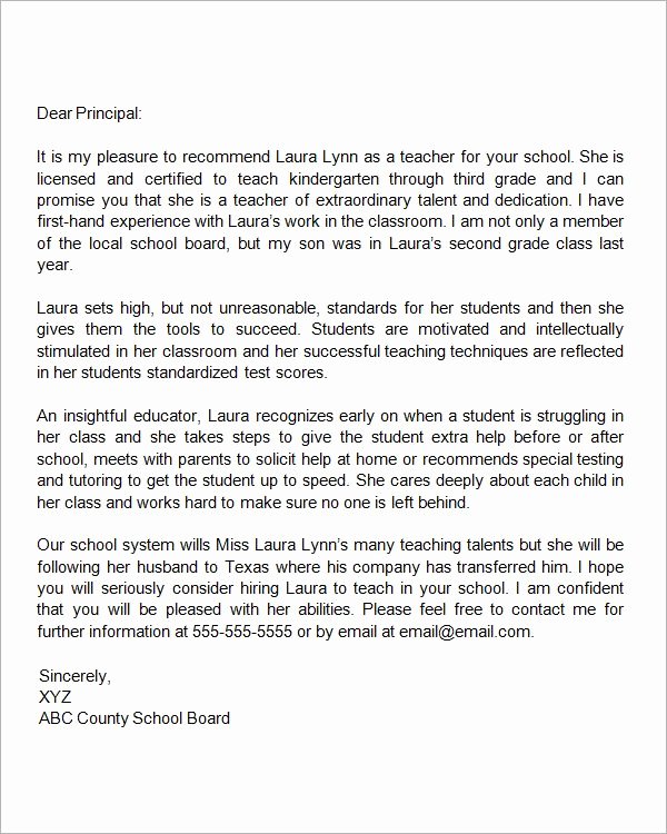 Teacher Letters Of Recommendation Elegant Re Mendation Letter for A Teacher who is Relocating