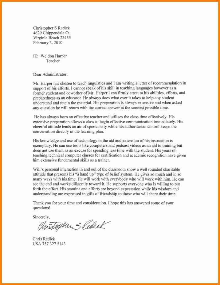 Teacher Letters Of Recommendation Luxury 8 English Teacher Reference Letter