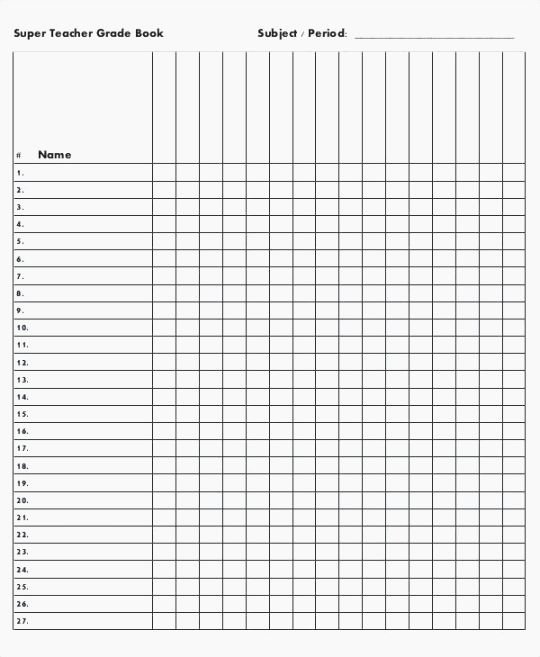 Teachers Record Book Template Awesome Resource Free Printable Gradebook