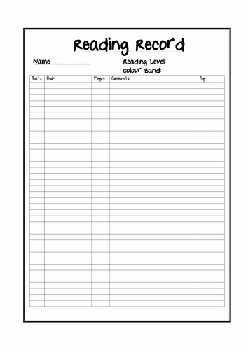 Teachers Record Book Template Luxury Reading Record Sheet by Sh2810 Teaching Resources Tes
