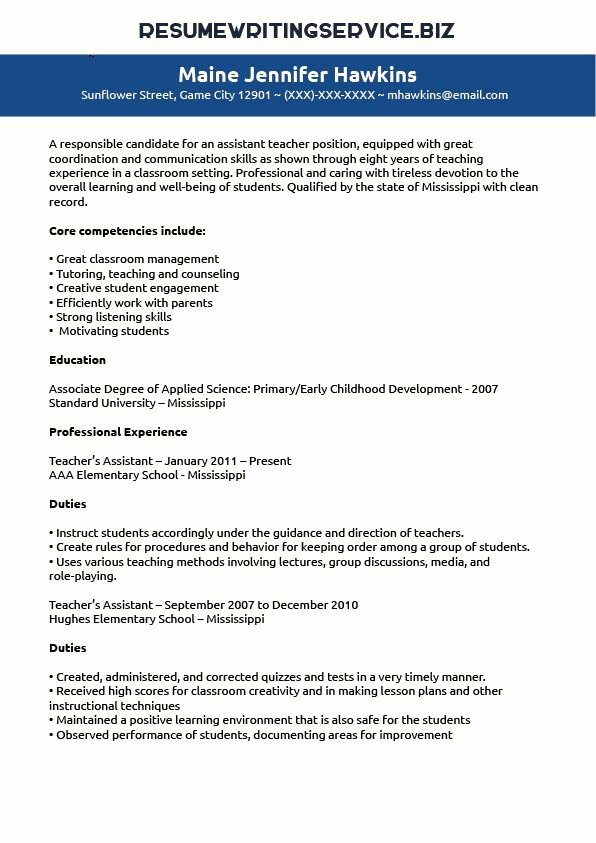 Teaching assistant Sample Resume Awesome Teaching assistant Resume Sample Student Career