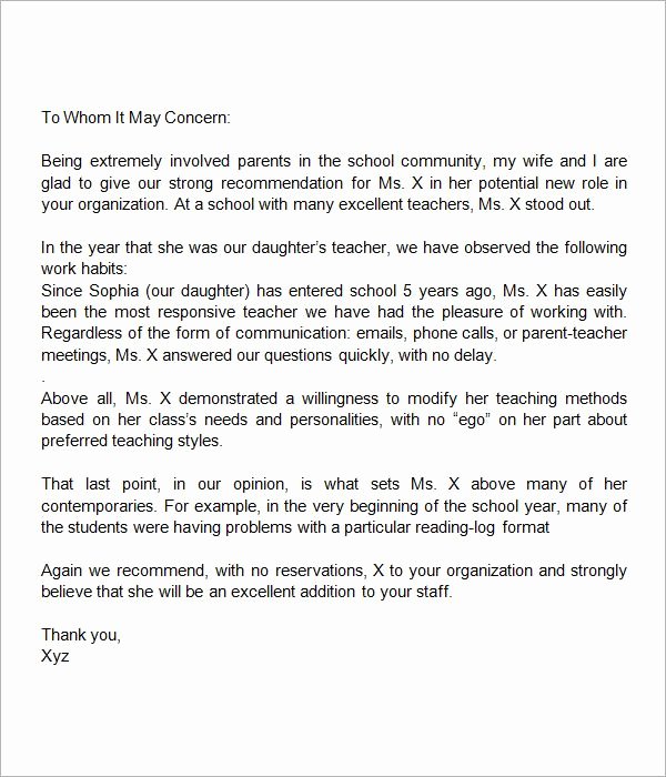 Teaching Letters Of Recommendation Beautiful Sample Letter Of Re Mendation for Teacher 18