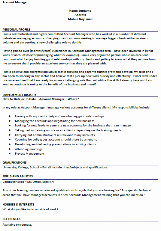 Technical Account Manager Resume Beautiful Account Manager Cv Example Icover