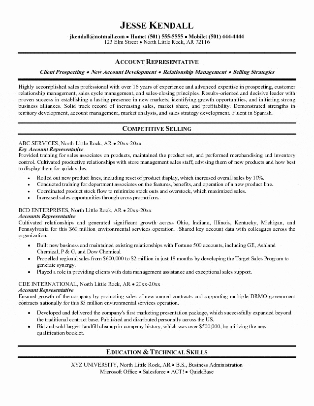 Technical Account Manager Resume Lovely Account Representative Resume
