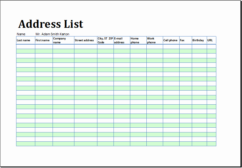 Telephone Directory Template Excel Elegant Printable Address List Book Template for Ms Excel