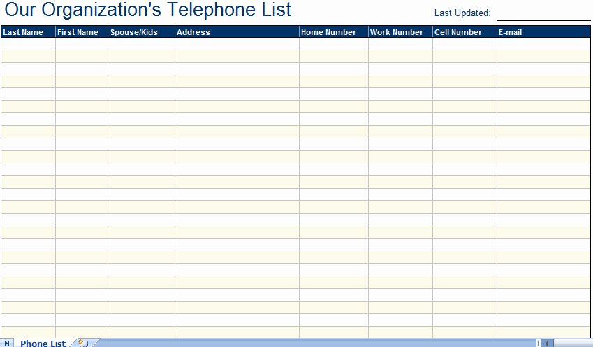 Telephone Directory Template Excel Elegant Telephone Email Directory List Excel Template