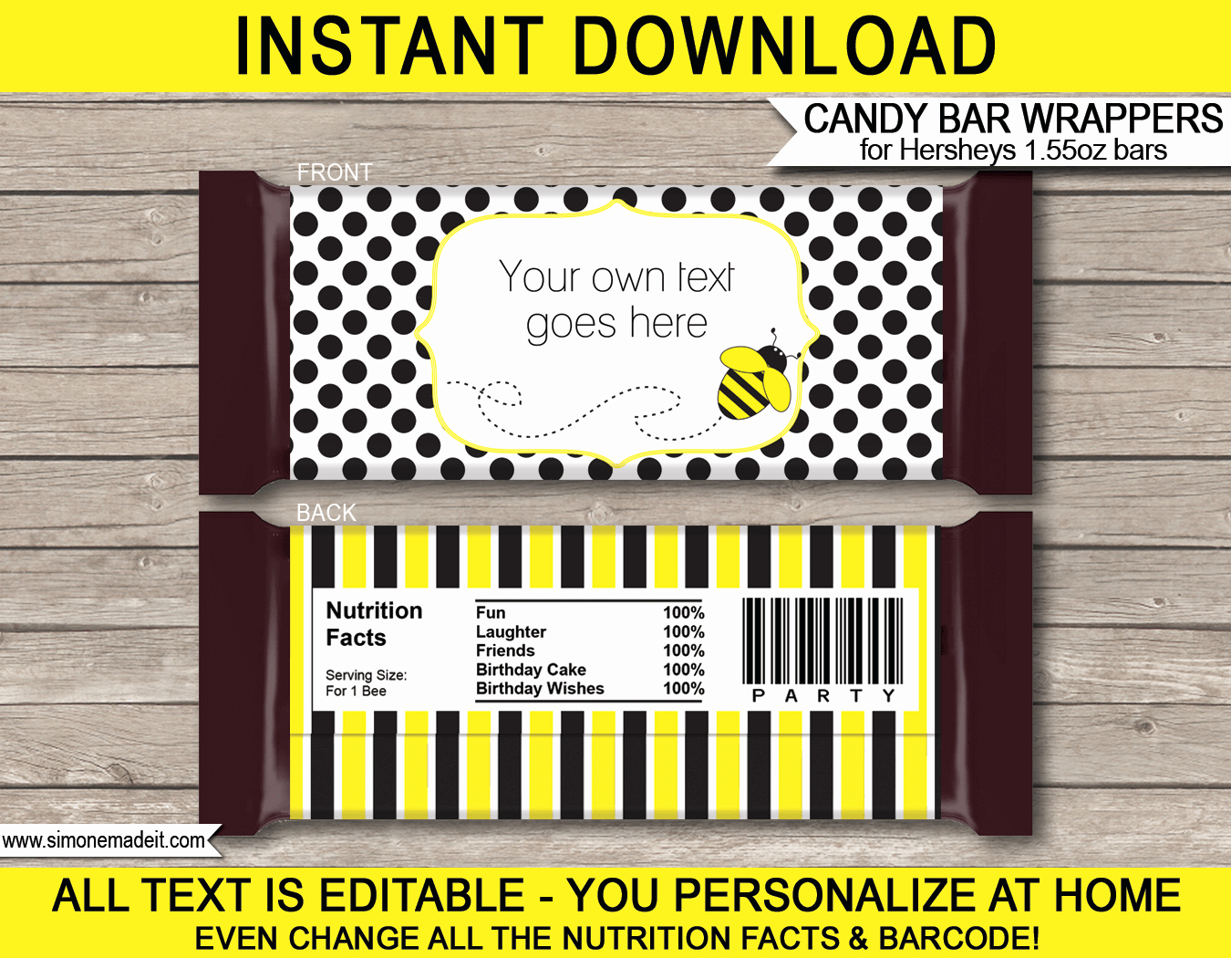 Template for Candy Bar Wrapper Lovely Bee Hershey Candy Bar Wrappers