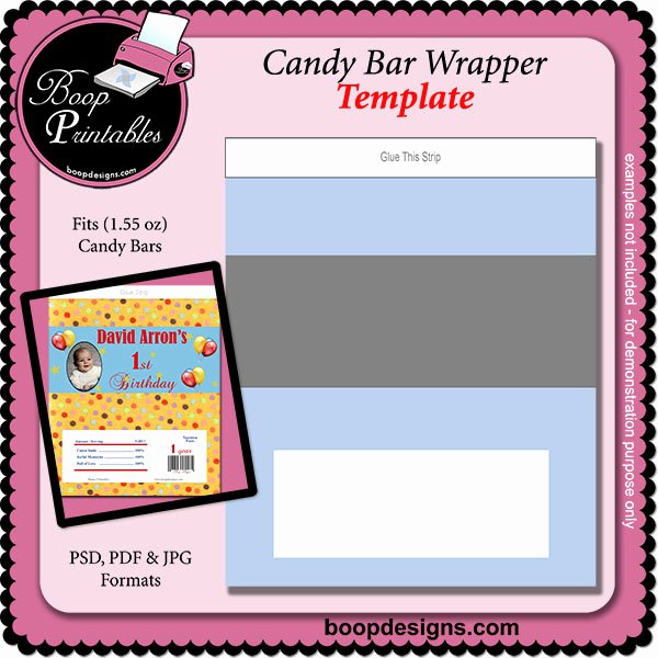 Template for Candy Bar Wrapper New Candy Bar Wrapper 1 55 Oz Template by Boop Printable