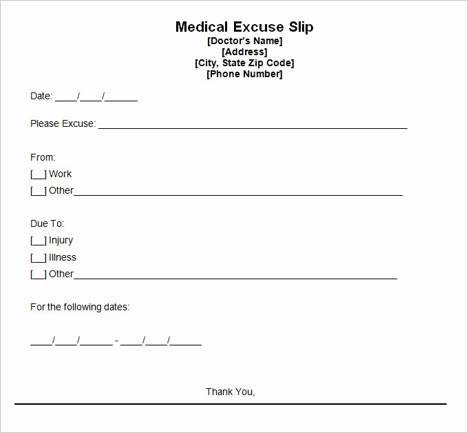doctor excuse template