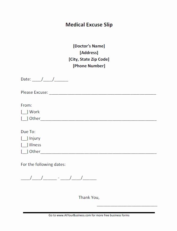 Template for Doctors Note Unique Free Doctor Note form Tempalte