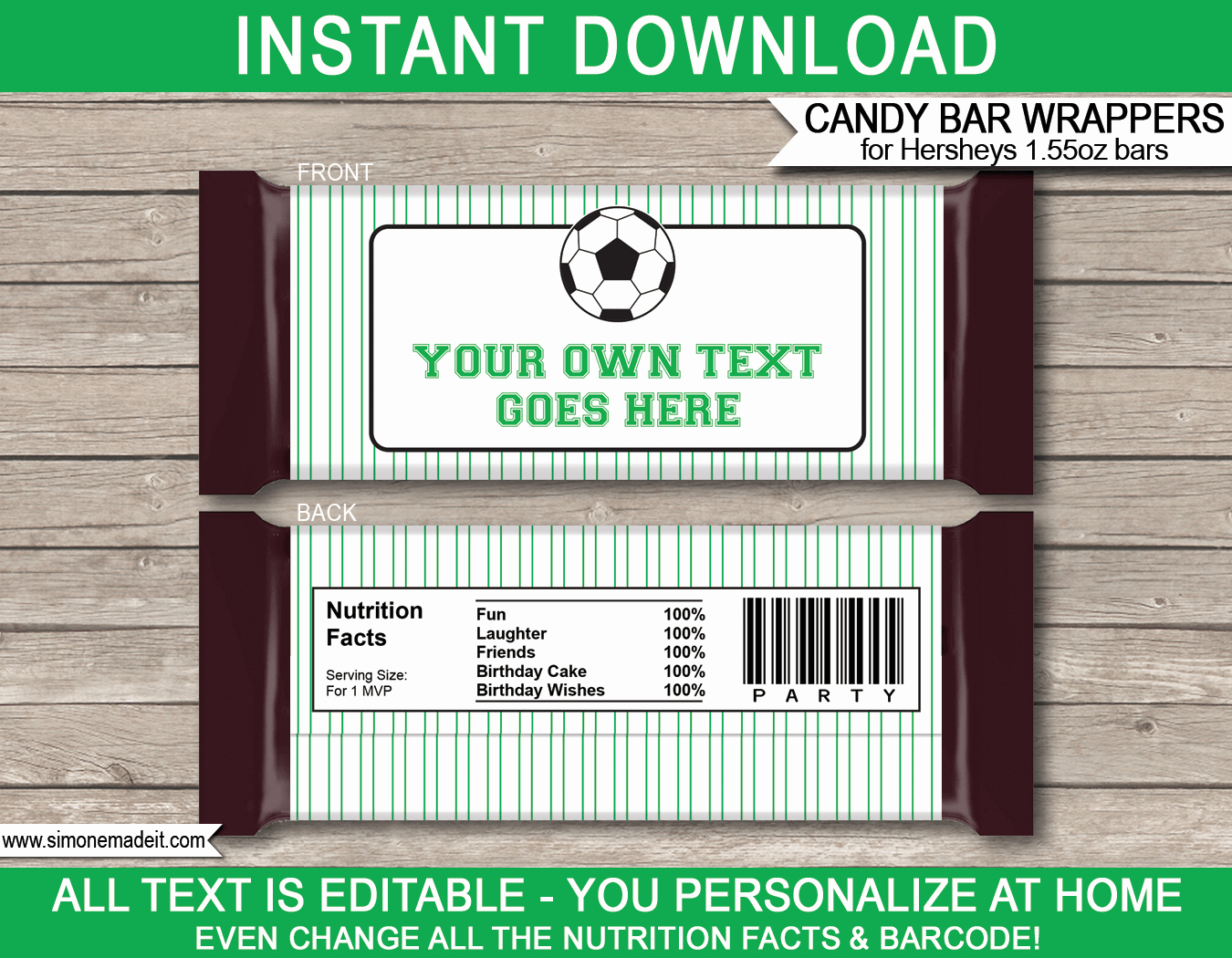 Template for Hershey Bar Wrapper Inspirational soccer Hershey Candy Bar Wrappers