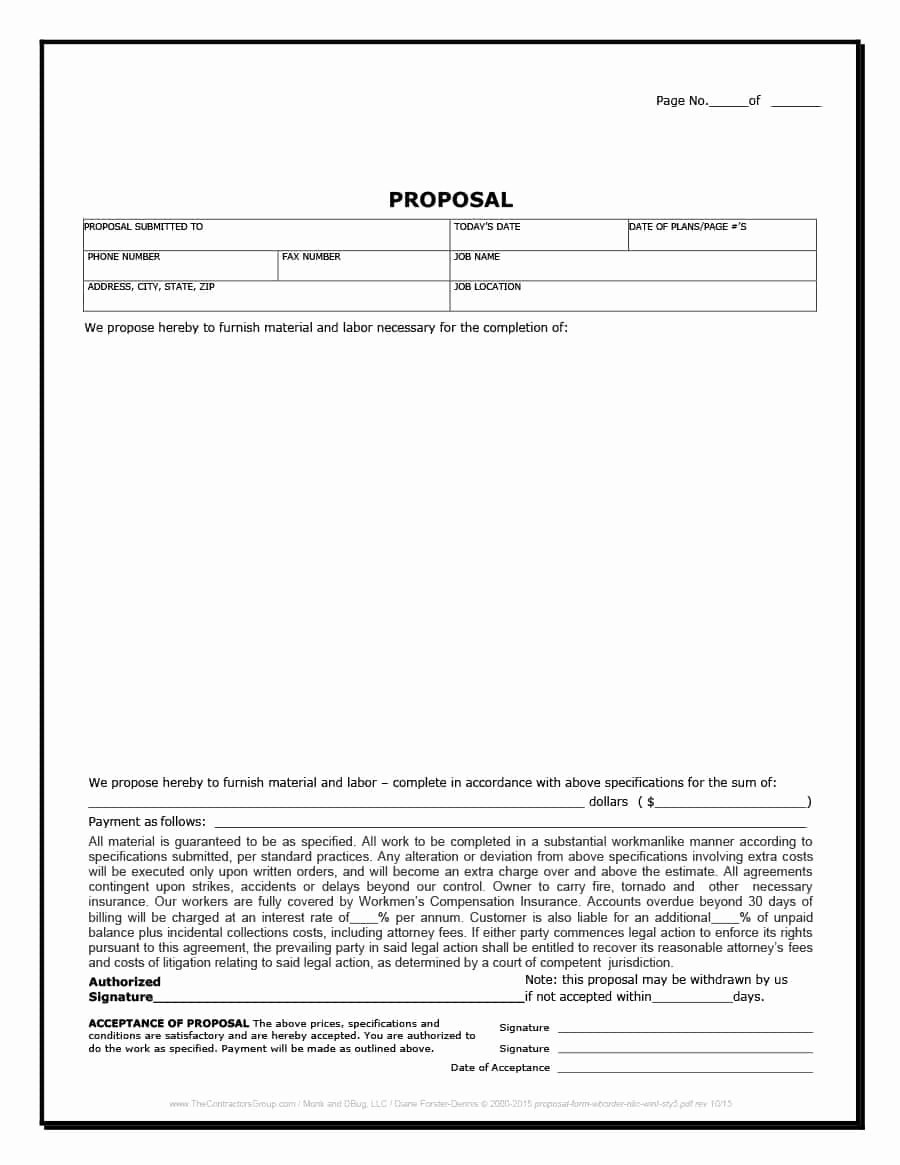 Template for Job Proposal Unique 31 Construction Proposal Template &amp; Construction Bid forms