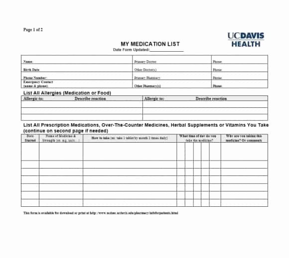 Template for Medication List Beautiful 58 Medication List Templates for Any Patient [word Excel